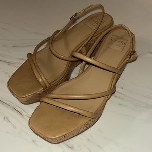 Kaari Blue Womens Yolanda Slingback Sandal Wedge Heels Shoes Brown Cork